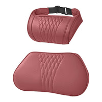 Breathable Memory Foam Car Headrest and Lumbar Pillow Set with Leather Cover