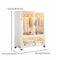 1 Piece Metal Wardrobe Cabinet Steel Storage Dustproof Bedroom Wardrobe Large Capacity Easy Assembly Carbon Steel Frame Suitable for Families Dorm Room Home Office Garage