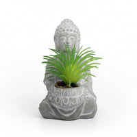 Cement Pot with Raised Pattern Carved Cement Planter Stone-Look for Desk, Office