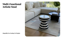 Toadstool-Inspired-Shaped Stool Striped Design Home Decor Low Maintenance