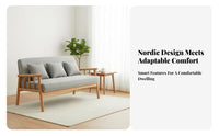 Nordic Design 3-Seater Couch Modern Minimalist design Upholstered Straight Sofa robust Wood Legs Living Room Furniture Soothing Aesthetic for Apartment Dwellers, Homeowners, Families, Lounge Area, Bedroom, Study, Office