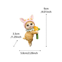 Flower Pot Feline Ornament Hand-Painted Resin Feline Pot Ornament for Outdoor