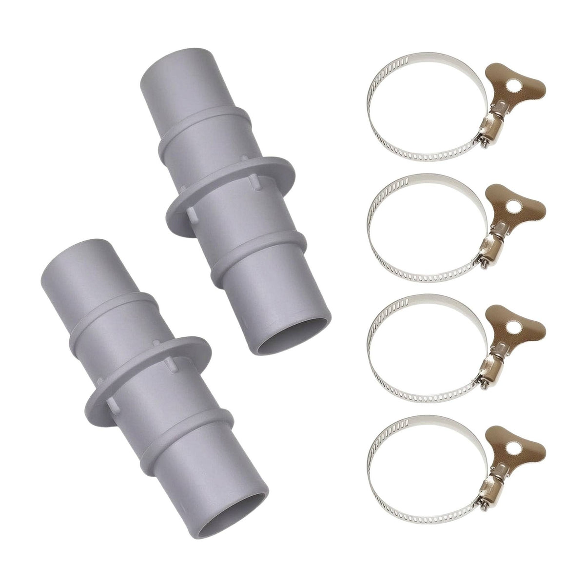 2 Pieces Universal Pool Vacuum Hose Adapter Compatible Hose Adapter with Clamps Easy Connection Sturdy