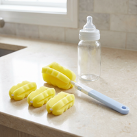 Portable Baby Bottle Cleaning Brush with Sponge Head and Replacements for Newborns