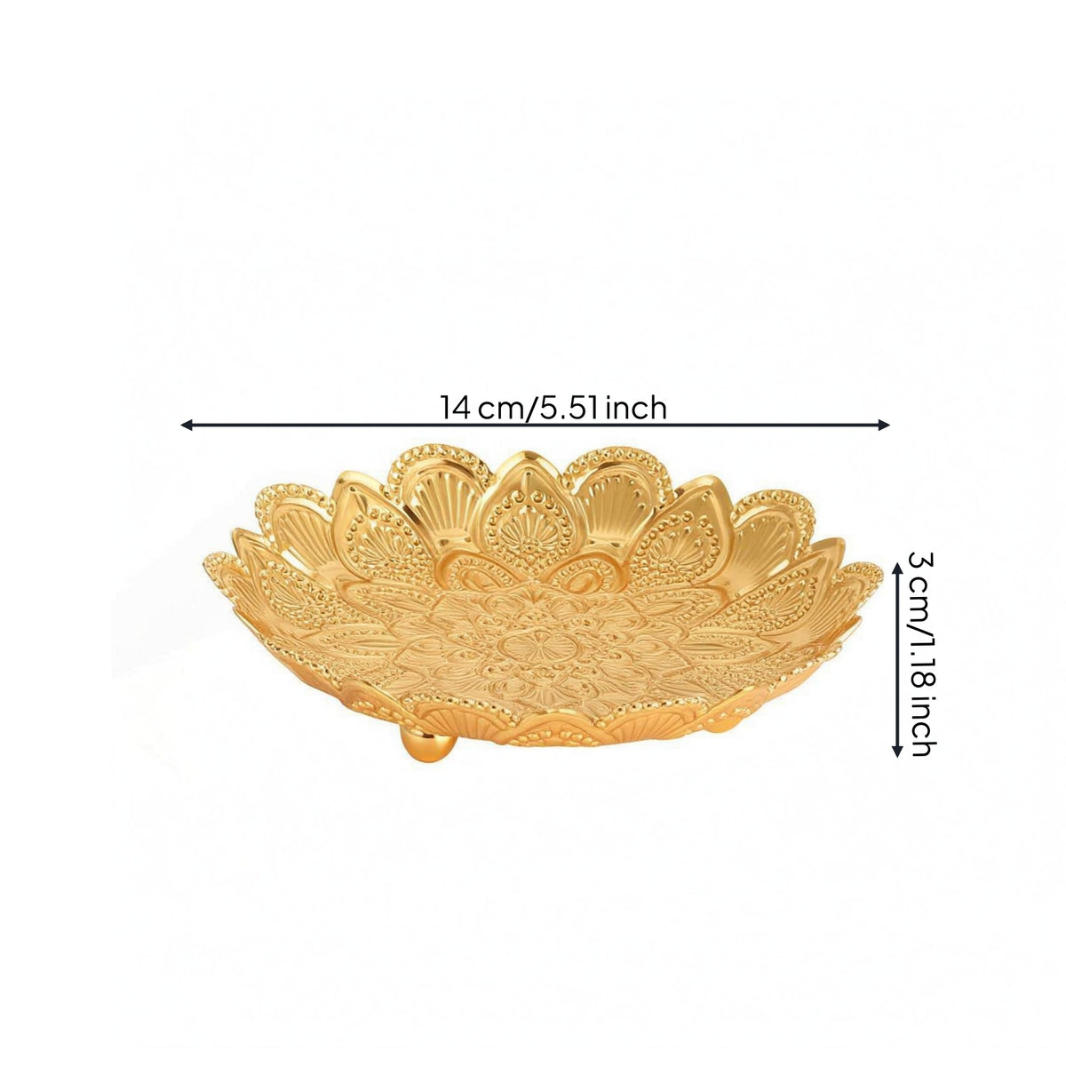 Lotus Tray Small Feet Embossed Floral Tray Shallow Dish for Display