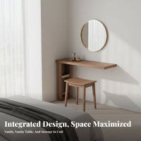 Retractable Vanity and Cabinet Combo Space-Saving Extendable Vanity Set