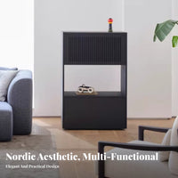 Multi-Compartment Cabinet Natural Wood Finish Floor Cabinet with Doors Modern Design Easy to Clean for Book Lovers, Home Office