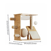 Wooden Feline Tree Natural Wood Sisal Scratching Post for Indoor