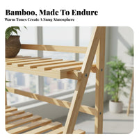 Bamboo Flower Rack Lightweight Foldable Flower Rack Good Drainage for Homeowners