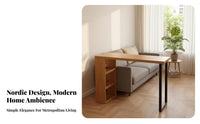 Nordic Design Solid Wood Bar Table with Storage Space Saving Counter Height Table and Stool Set Multipurpose 3 Piece Dining Set Stable Structure for Small Apartment Dwellers, Homeowners, Families, Breakfast Nook