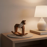 Wooden Rocking Horse Vintage Wooden Appearance Rocking Horse Ornament Rustic for Tabletop, Photography Prop