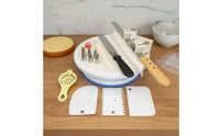 Rotating Design Cake Turntable and Decorating Set All-in-All-Inclusive Cake Turntable Stainless Steel Spatulas Baking Supplies Set Food Grade Material for Home Bakers, Beginners