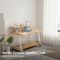 Rolling Vanity with hinged Mirror Space-Saving Dressing Table Modern design