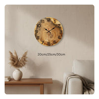 Wood Grain Wall Clock Natural Texture Rustic Round Clock for Living Room, Office