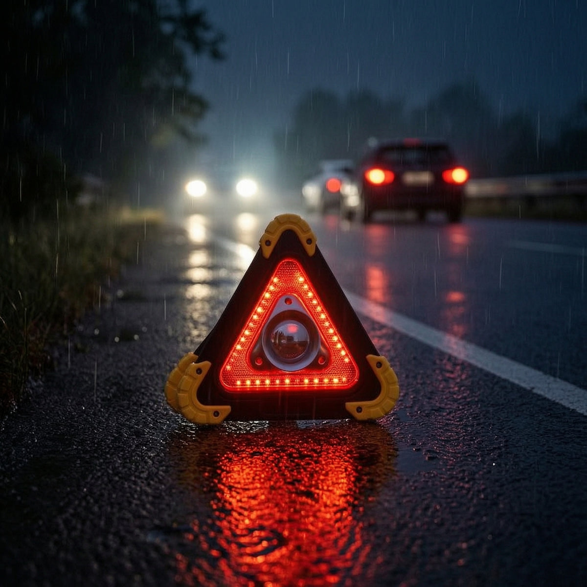 Warning Triangle Light with USB Charging Sturdy Emergency Triangle Light Rechargeable Rugged for Drivers, Car Trunk
