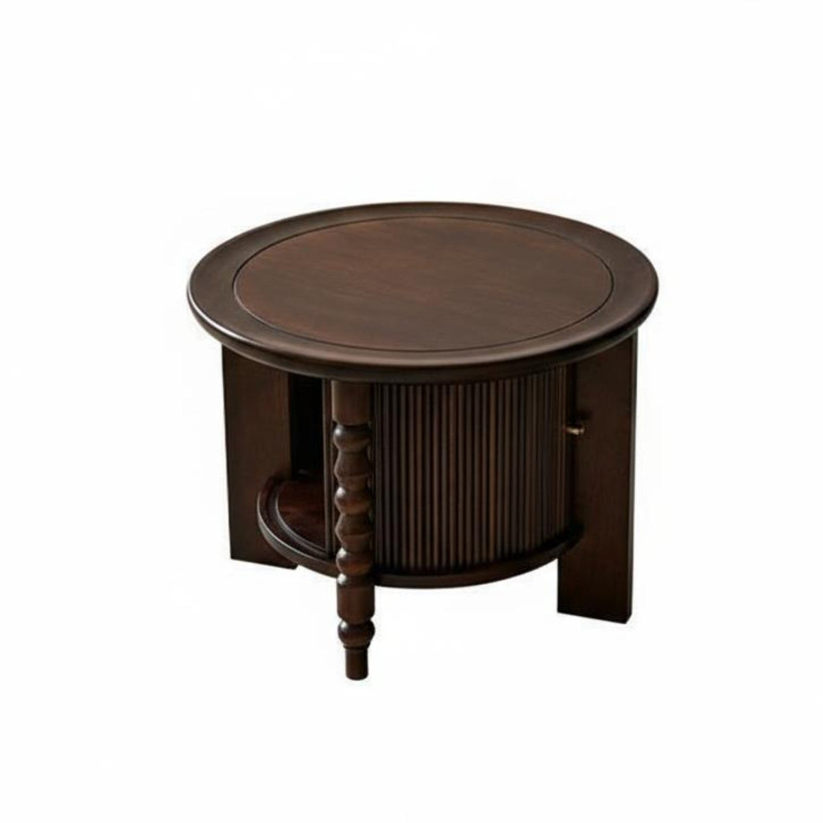 2 Pieces Round Nesting Table Set Dense Wood Wood Construction Tripod Nesting Tables Retro Aesthetic Polished Rounded Edges