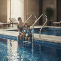 2-Step Pool Ladder Stainless Steel Swimming Pool Ladder with Handrails Polished