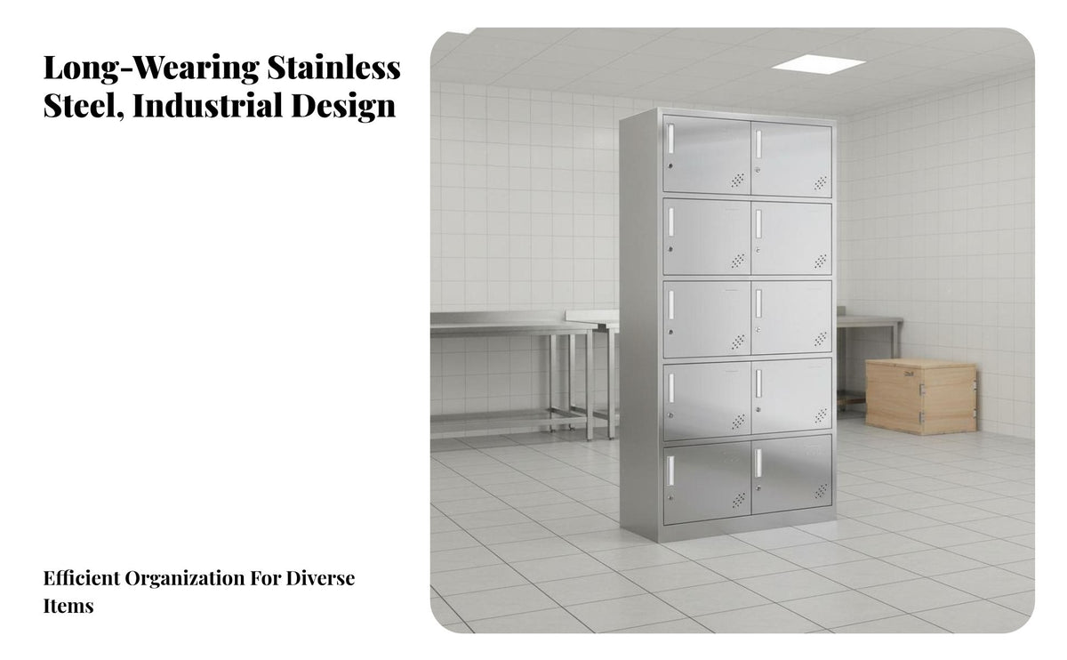 304 Steel Storage Cabinet Heavy Duty Stainless Steel Locker Sturdy Multiple-Door Metal Cabinet for Employees, Factory Workers, Dormitory, School