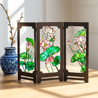 Decorative Tabletop Screen with Faux Relief Glass