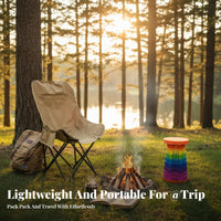 Lightweight Highspine Moon Chair Side Storage Pocket Folding Seat Includes Carry Bag Portable Seating for Campers, Anglers, Camping, Fishing, outdoor dining, outdoor dinings