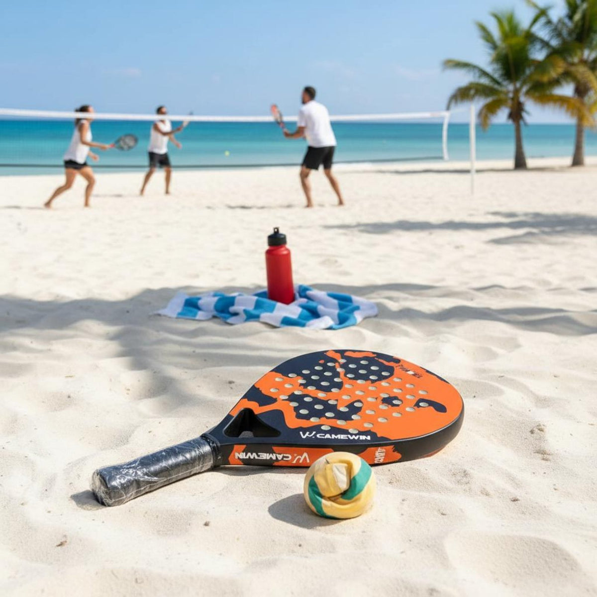 Carbon Fiber Beach Racket Ergonomic Grip Professional Sand Court Paddle Sport Paddle High Spring Responsive Tennis Paddle for Adults, Competition