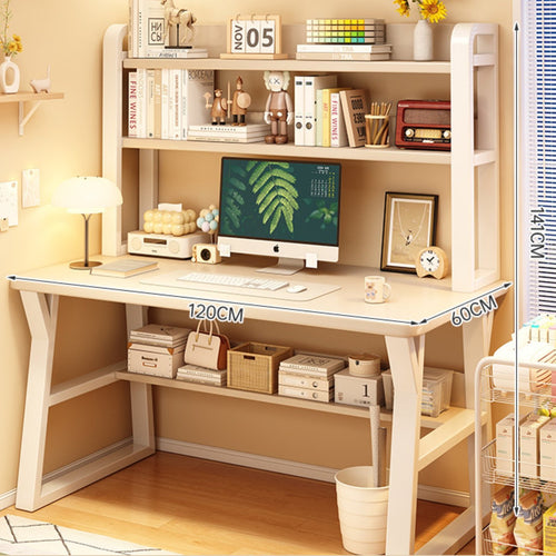 Desk with Bookshelf Writing Desk with Drawers Multi-functional Study Table Engineered Wood Stable Construction Suitable for Students Bedroom Dorm Room