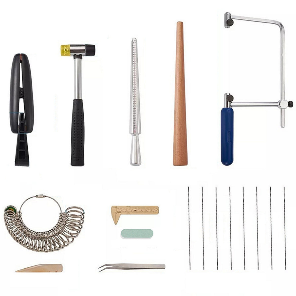 18 Pieces Jewelry Tool Kit Comprehensive Band Sizing Kit Finger Size Gauge for Jewelers, Crafters, Bench Work