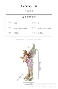 跨境花仙子花妖捧爱心庭院天使雕像花园造景创意微景观树脂工艺品