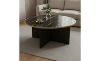 Round Coffee Table Minimalist Design Modern Circular Table Rounded Edges Home Furniture for Small Areas, Bedroom, Living Room