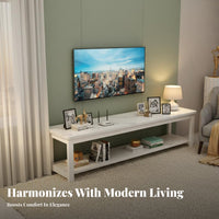 Low Profile TV Cabinet Versatile Steel Frame Entertainment Console Living Room Furniture Modern Minimalist Construction Two Tier Media Stand Suitable for Apartment Dwellers Bedroom