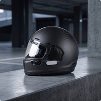 Matte Black Full-Headgear | Low-Profile, Carbon Fiber Helmet, for Street Riding
