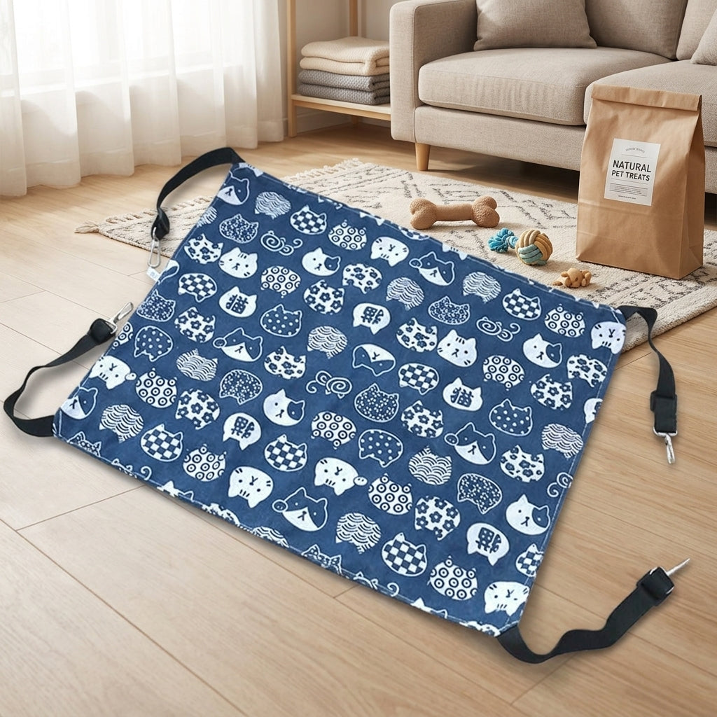 Cat Hammock and Hanging Cat Bed with Rope-Suspended Design, Breathable Textile Feline Cage Hammock, Multi-Scene Use Swing for Pet Resting Area