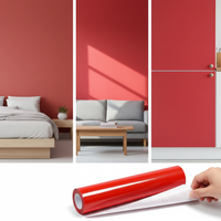 Self-Adhesive Red PVC Wallpaper for Walls, Waterproof Decorative Film