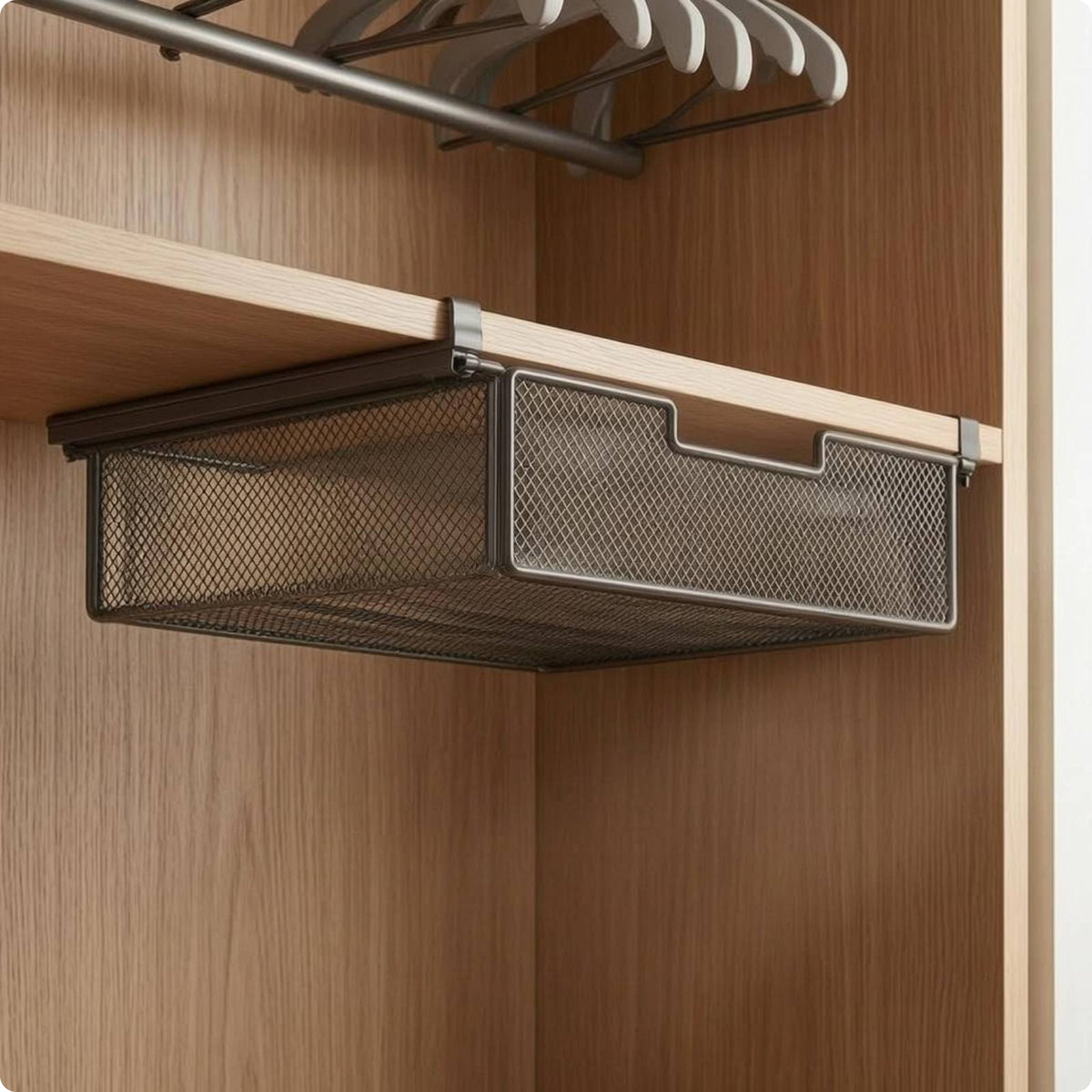 Hanging Wardrobe Basket Clamp Hooks Mesh Storage Tray Tooleffortless