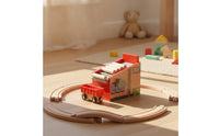 Loading Machine Wooden Toy with Wagon Compatible Railway Accessory for Kids, Young Children, Playroom
