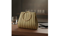 Elegant Design Pleated Evening Bag Compact Interior Circular Handle Clutch for Banquet, Wedding