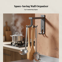Wall-Mounted Rotating Kitchen Hook Rack, No-Drill, Space-Saving Utensil Storage