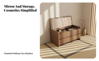 Hinged-Lid Vanity Desk Space-Saving Design Dressing Table Built-in Storage Multi-Functional for Teenagers