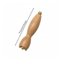 Wooden Facial Massager with Brass Tips Two-sidedEnded Facial Massage Tool with Brass Balls Handheld Rounded for Self-Care