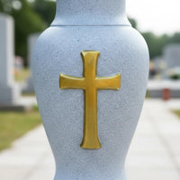 Cross Vase Resin Grave Vase Stone-Look Finish for Cemetery, Patio
