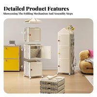 Multi-Tier Rack on casters Foldable Household Storage Installationwithout cost