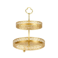 Double Layer Fruit Tray Gold-Colored 2 Tier Fruit Tray Small Spherical Feet Tableware for Dining Table
