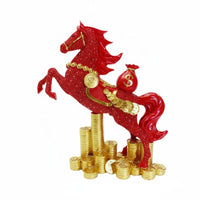 Resin Horse Figurine Beaded Texture Rearing Horse Figurine Tabletop Animal Decor for Festive Display