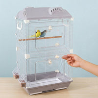 Acrylic Bird Cage and Metal Wire Pet Bird Cage Habitat, Wide Indoor Bird Cage for Finch Canary Cockatiel, Secure Single Layer Enclosure Home.