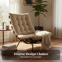 Wood Frame Suspended Chair Ergonomic Ergonomicrest Armchair Minimalist Design Breathable Textile for Guests, Adults