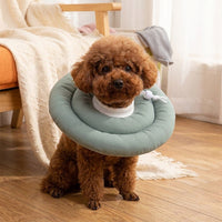 Soft Textile Padded Pet Cone for Canine and Feline Recovery, Polyester Donut with Drawstring, All Seasons Unisex Anti Bite Lick After Surgery Pet