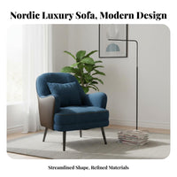 Light Luxury Aesthetic Upholstered Tub Chair Rounded Armrests Lounge Seat Wear-Resistant Upholstery Living Room Furniture Includes Pillow for Business Owners, Interior Designers, Apartment Dwellers, Reception Area, Office, Reading Nook, Bedroom