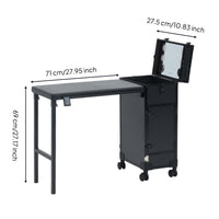 Fold-out Makeup Case with Table Portable Rolling Vanity Station Hard-Sided Makeup Train Case with Drawers Built-Info Nail Technicians, Beauty Salons, Studios