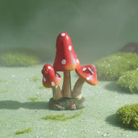 Resin Toadstool Sculpture Whimsical Design Red Toadstool Figurine Vibrant Colors