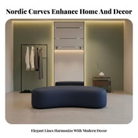 Curved Entryway Pouf Nordic Design Low Stool Minimalist Modern Design for Home Dwellers, Adults, Hallway, Walk-Through Closet